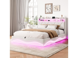Cama de Casal Estofada 160x200 Cinza Veludo com Armazenamento BURSDANY