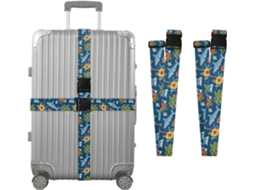 Conjunto De 2 Cintas Bagagem Personalizáveis Com Fivelas Para Malas, Estampa Floral De Tubarão