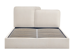 Cama Com Cofre Nayola VENTE-UNIQUE.PT Bege 140 X 190 Cm Sem Colchão Com Estrado