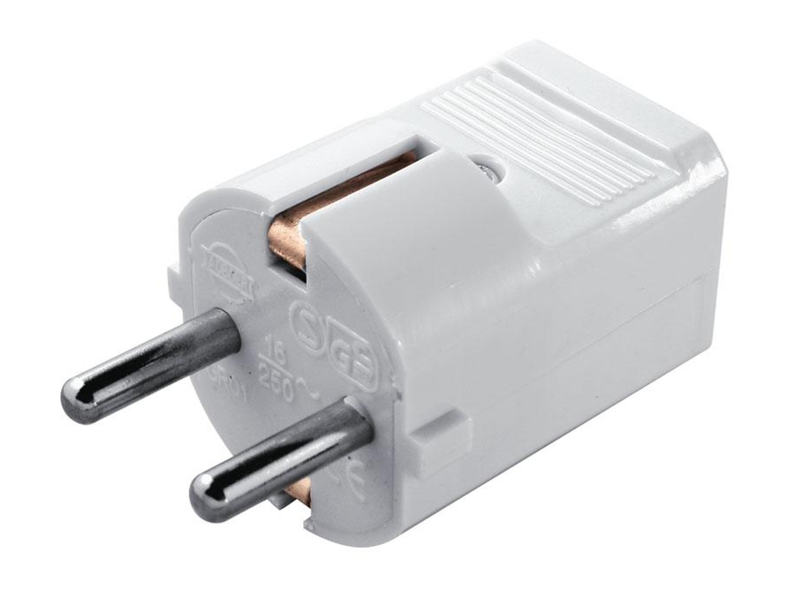Ficha Schuko Macho 16A 250V Com Tt Lateral Branco