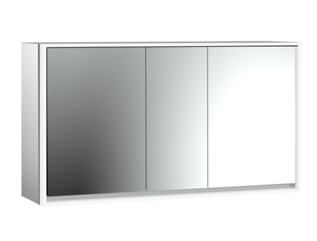 Armário de Espelho Iluminado Loft 1600Mm 3 Portas Modelo de Montagem de Superfície 9798 Cor: Alumínio/Espelho EMCO