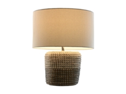 Abajur de Mesa em Linho Branco e Fibra de Junco, 38x38x47cm ALEXANDRA HOUSE LIVING