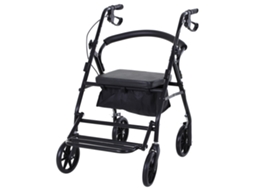Andador De Eve Assento E Encosto Acolchoados Alças Ergonômicas Freios De Mão Cesto De Armazenamento Apoio Para Os Pés Metal Preto Ehstmind