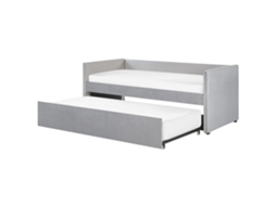 Cama Gavetão Com Tachas Decorativas Beliani Troyes De Veludo Cinzento Claro 90x200