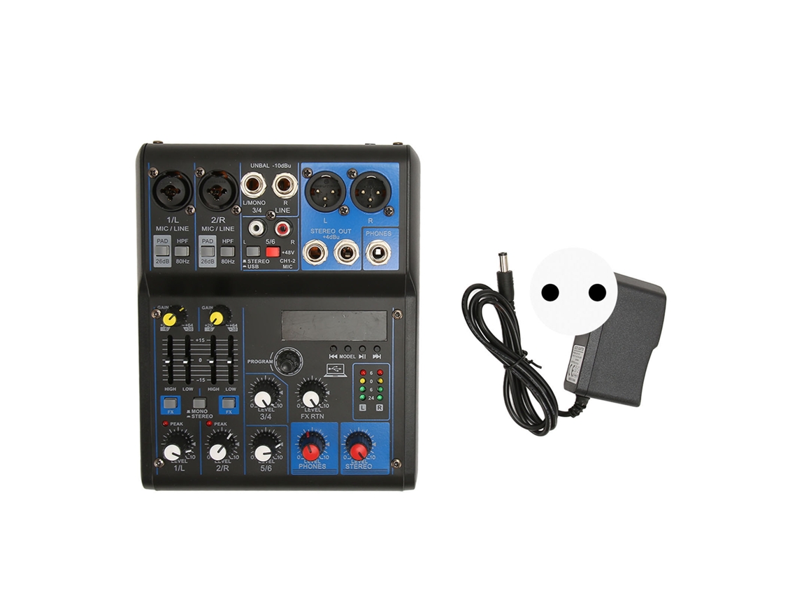 Mixer LAXISCREED 6 Canais Bluetooth 99 Efeitos Dsp