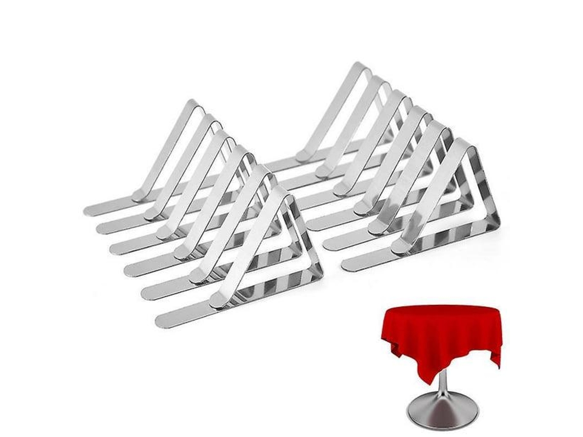 DWW Pacote com 12 clipes para toalha de mesa de aço inoxidável de 7,5 x 6,5 cm com pegada antiderrapante, grampos Ehstmind