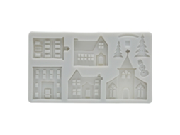 Molde de silicone em formato de castelo de Natal para bolos, chocolate, argila e decoração de cozinha.
