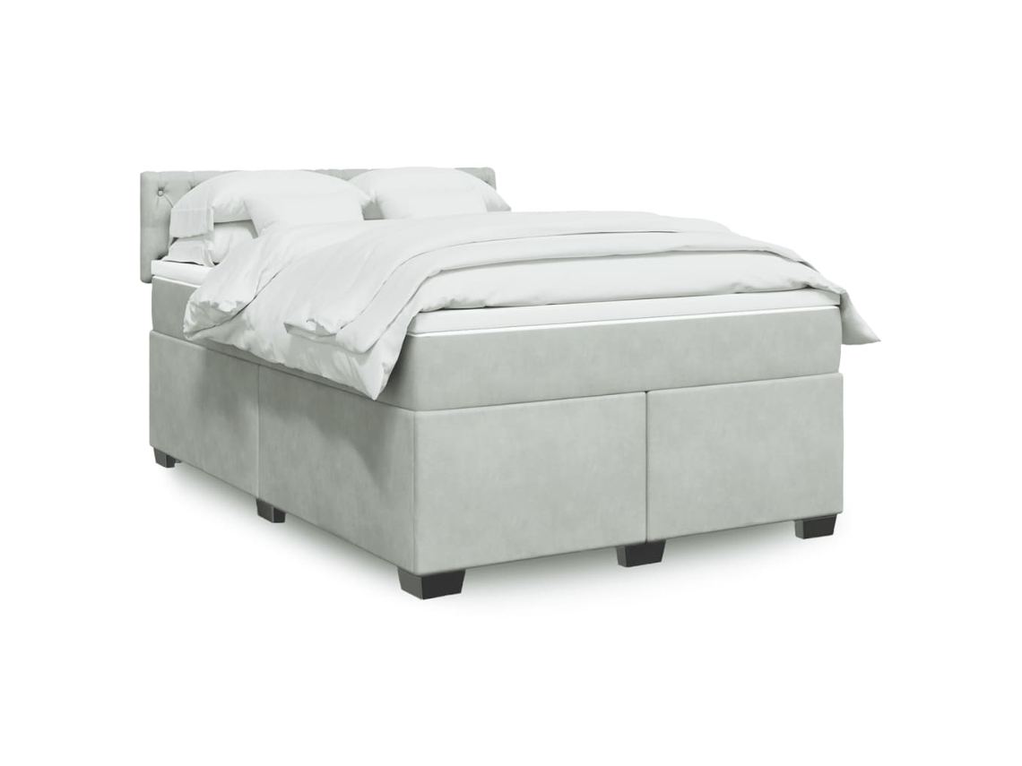 Vidaxl Cama Com Molas/colchão 140x190 Cm Veludo Cinzento-claro