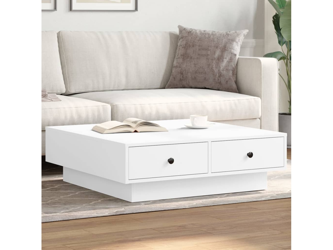 Vidaxl Mesa De Centro 90x90x28 Cm Contraplacado Branco