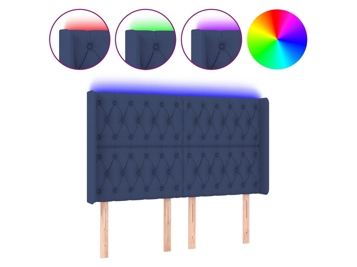 Led Headboard, Led Headboards Vidaxl Azul Tecido (163 X 16 X 118/128 Cm)