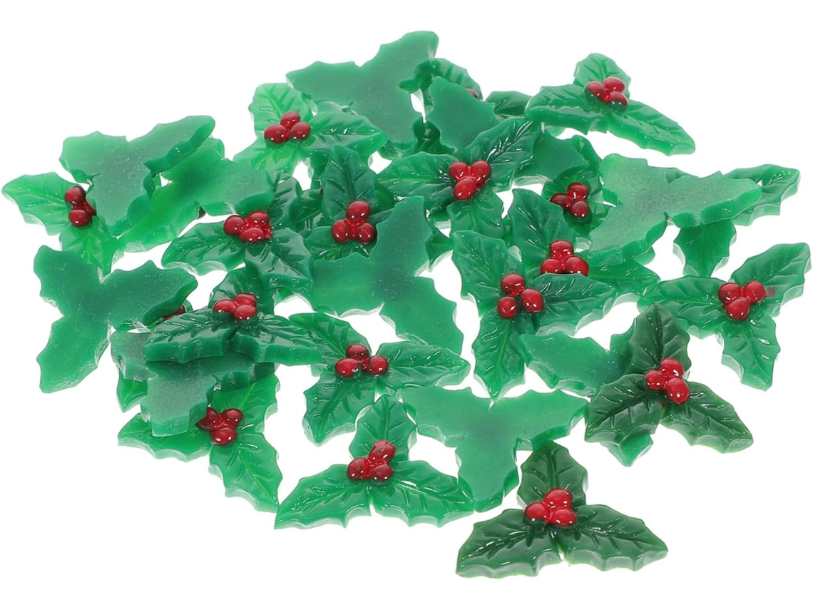 De 30 Peças De Decorações Em Resina Para Faça Você Mesmo, Acessórios Para Enfeitar Árvores De Natal E Guirlandas Verdes. Gokoco