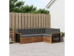 Vidaxl Conjunto De Sofás Para Exterior 4 Pcs Natural E Antracite