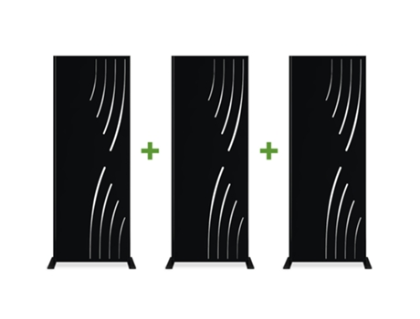 Conjunto de 3 painéis decorativos VELETA Preto Alt.160cm padrões lado direito