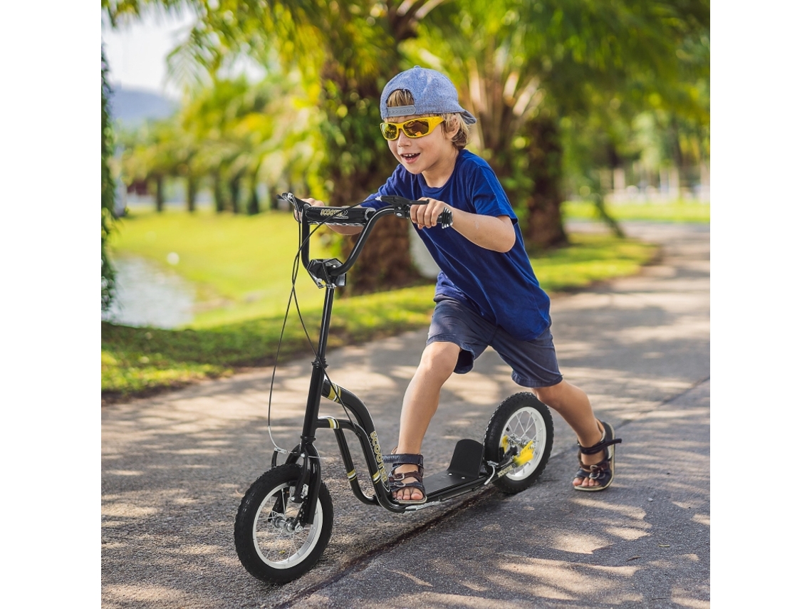 Patinete Infantil 5 Anos Impulso Pneus 12 Polegadas Preto 120x58x95cm