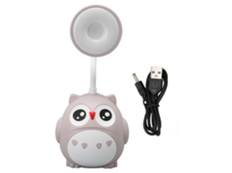 Lâmpada de Escritório Led com Porta Lápis Protetora de Olhos Usb Forma de Coruja Noturna Infantil Cinza