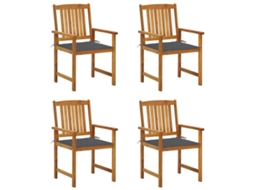 Vidaxl Cadeiras De Jardim C/ Almofadões 4 Pcs Madeira De Acácia Maciça
