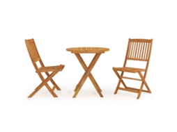 Vidaxl 3 Pcs Conjunto Jantar Dobrável P/ Jardim Madeira Acácia Maciça
