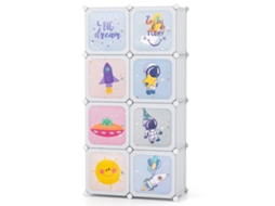 Organizador Infantil Branco com 8 Cubos Ajustáveis e Varão para Roupas NORTHIX