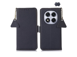 Capa De Celular Redmi Note 14 Pro 5g Com Fecho Magnético Lateral, Em Couro Tj E Proteção Rfid.