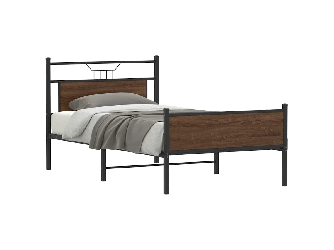 Vidaxl Estrutura De Cama Sem Colchão 107x203 Cm Carvalho Castanho