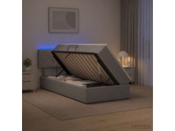 Vidaxl Cama De Armazenamento Led Com Colchão Cinzento-claro