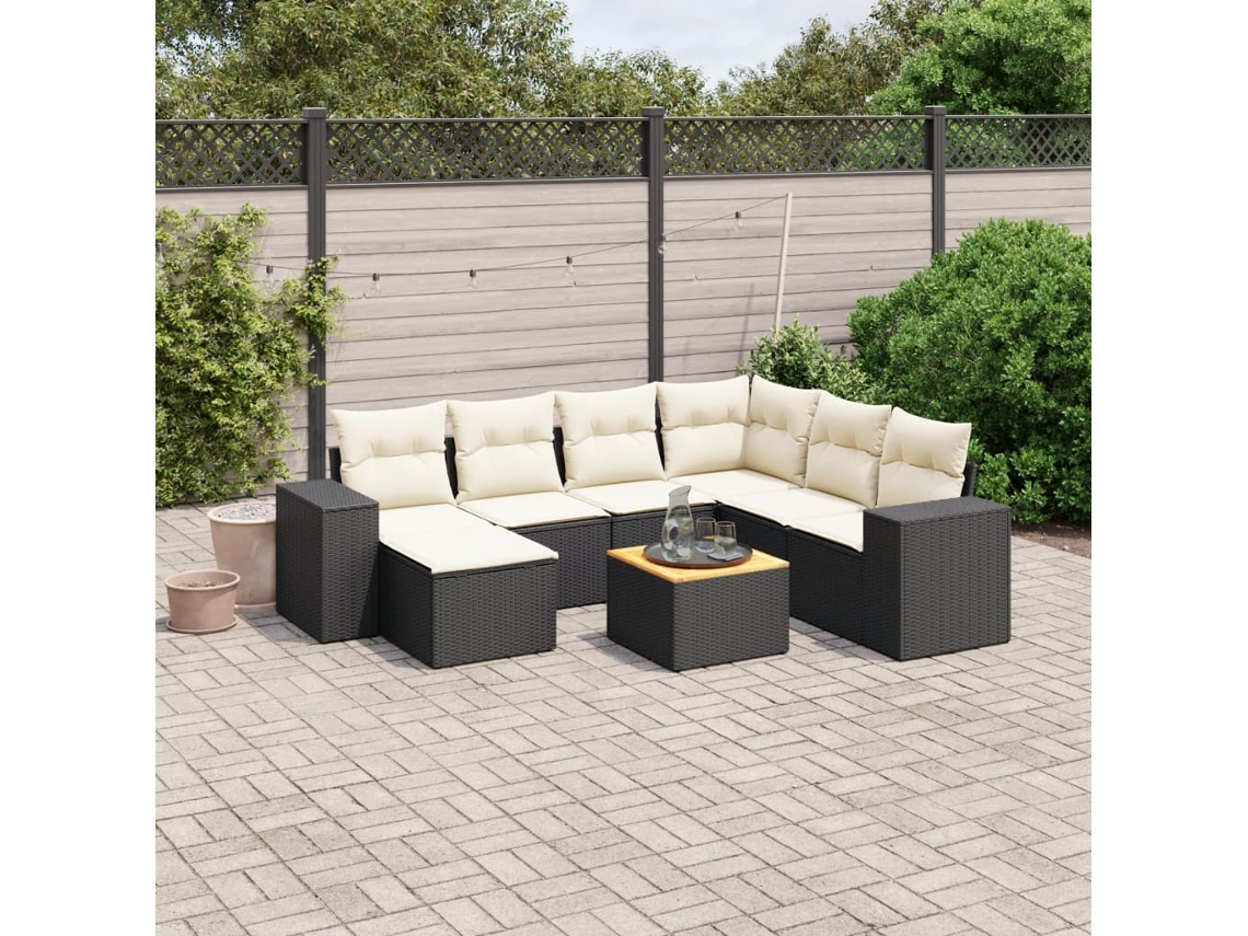 Garden Sofa Set, Garden Sofa Sets Vidaxl Preto Rattan / Vime (n/a)