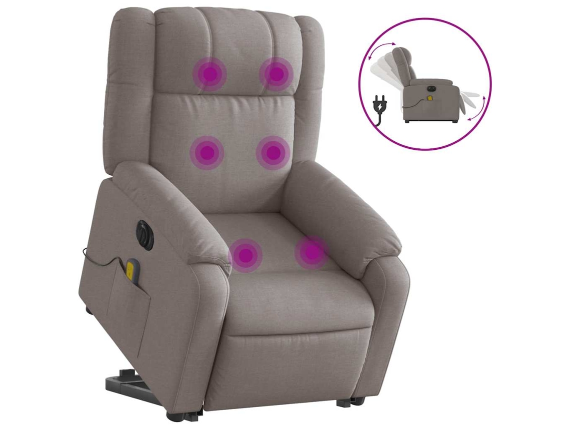 Electric Stand Up Massage Recliner Chair, Electric Stand Up Massage Recliner Chairs Vidaxl Cinzento-acastanhado Tecido