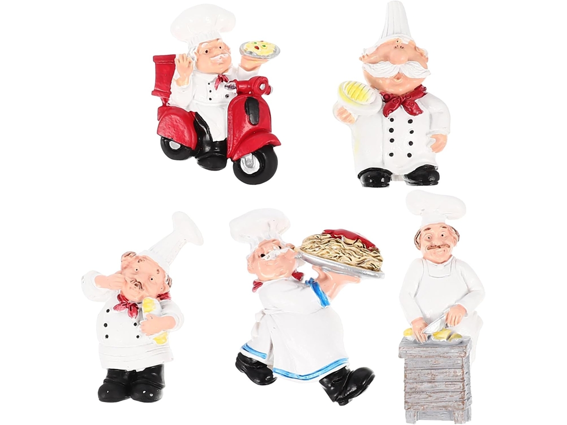 Ímãs De Geladeira Chef, Conjunto De 5 Figuras Chef Em Resina Para Quadros E Superfícies Magnéticas Na Cozinha Casa