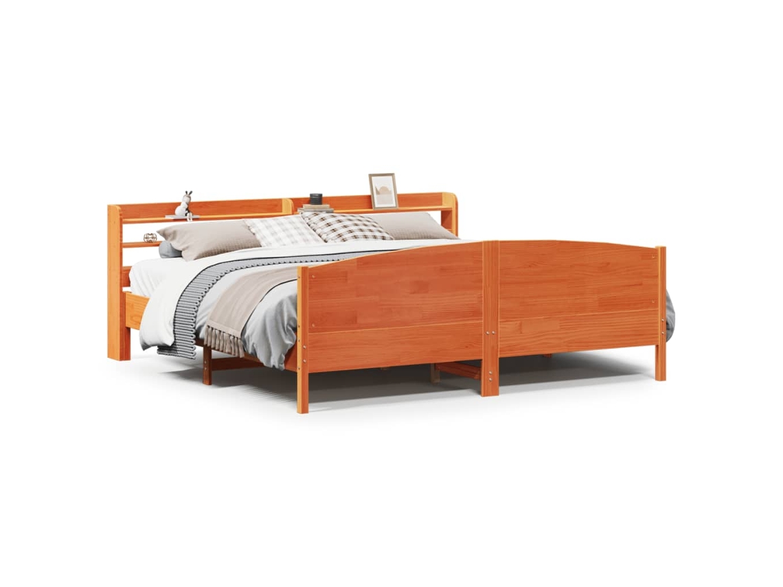 Cama Sem Colchão 200x200 Cm Pinho Maciço Castanho mel MAISON EXCLUSIVE