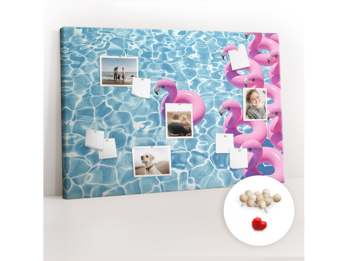 Lousa De Cortiça Dentes-de-leão E Flamingos Para O Quarto Das Crianças Espelharte (120x80 Cm)