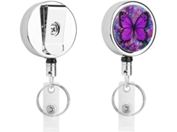 Lindo Design Com Borboletas Roxas Retráteis, Porta Crachás Divertidos Enfermeiras Com Clipe Chaveiro, Porta Cartões