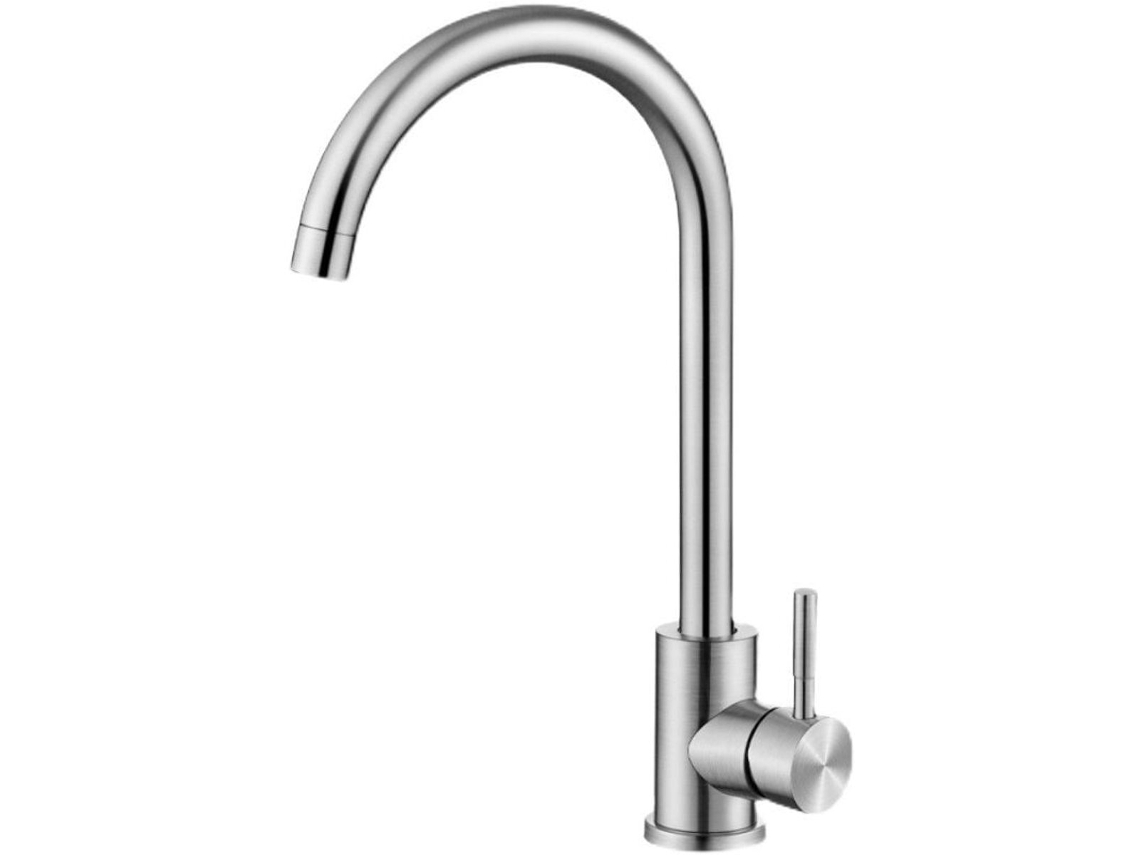 Torneira Misturadora De Cozinha, 1 Misturador De Cozinha Em Aço Inoxidável, 355 Mm), Água Quente E Fria (prata