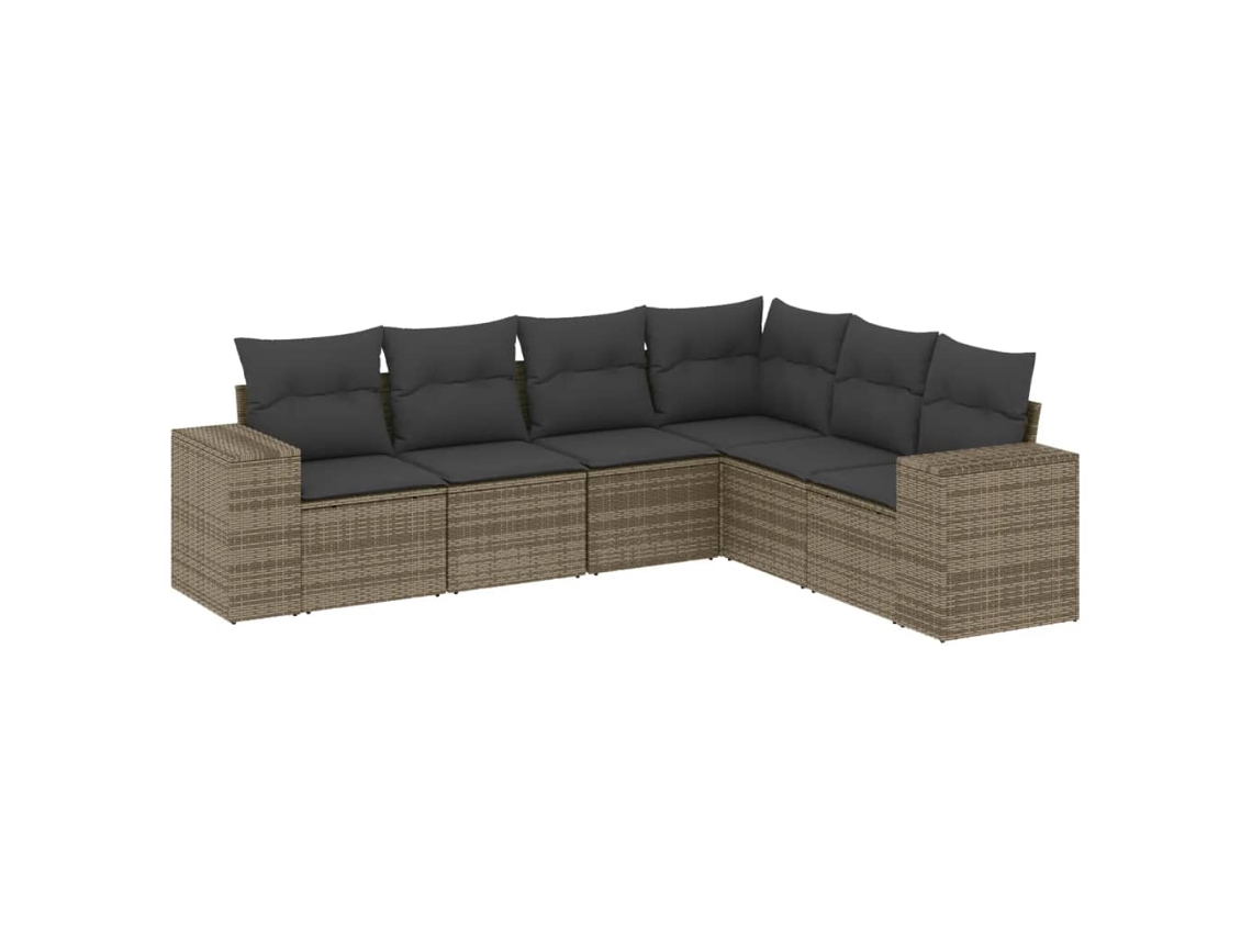 Conjunto de 6 Sofás de Jardim com Almofadões Vime Cinzento MAISON EXCLUSIVE (80x200 cm)