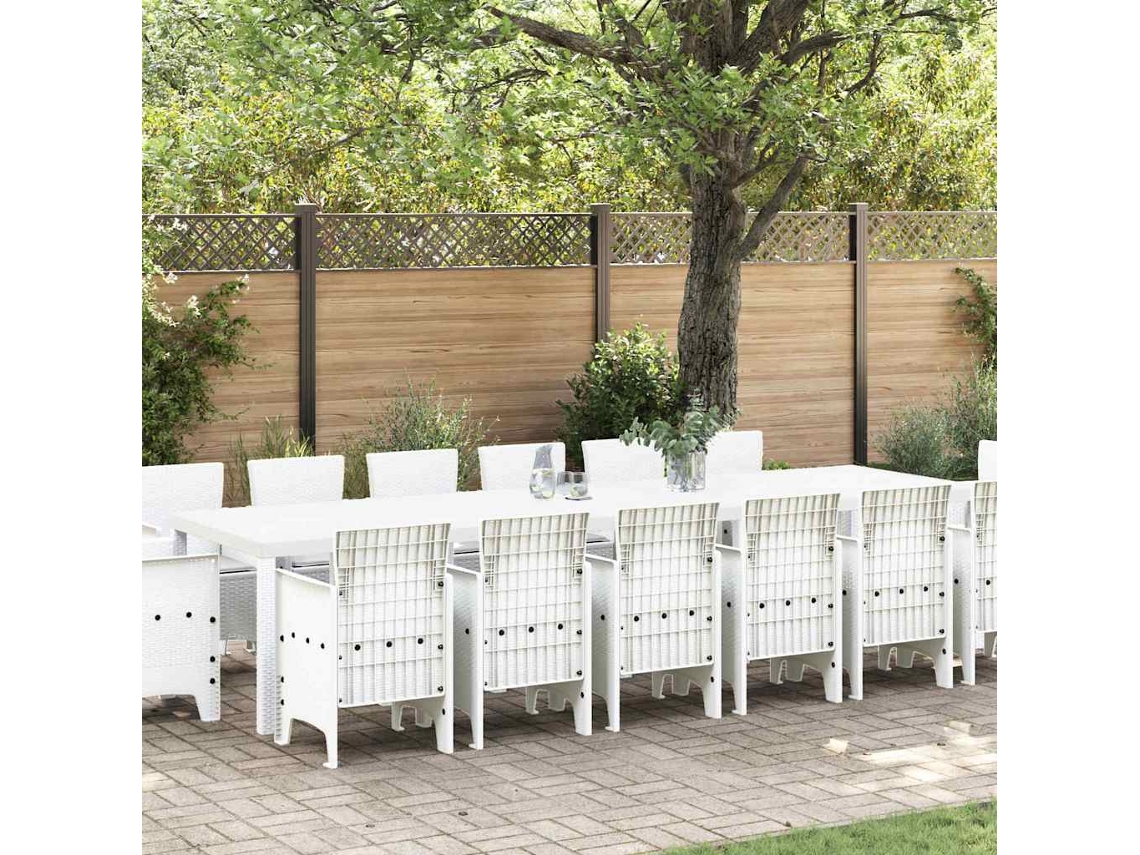 Vidaxl Conjunto De Jantar Para Jardim 15 Unid. Branco Rattan Polt