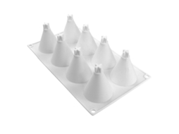 Conjunto De 8 Moldes De Silicone Consecutivos Em Formato De Cone Para Fondant, Mousse, Bolos, Confeitaria E Chocolate. Antiaderente.