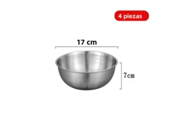 (4 Peças, 17cm, Prata) Tigelas De Cozinha Em Aço Inoxidável, Estilo Coreano, Para Salada De Frutas, Com Marcações.