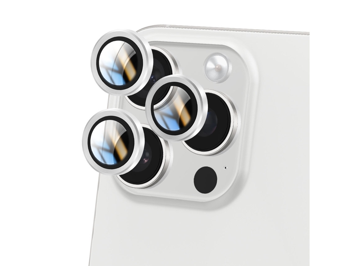 Película de Ecrã Cámara Lente para iPhone 16 Pro AVIZAR Vidro Temperado Prateado