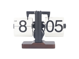 Primerox relógio Mecânico de Virar Retrô Madeira de Nogueira Decoração Desktop Office Preto Branco