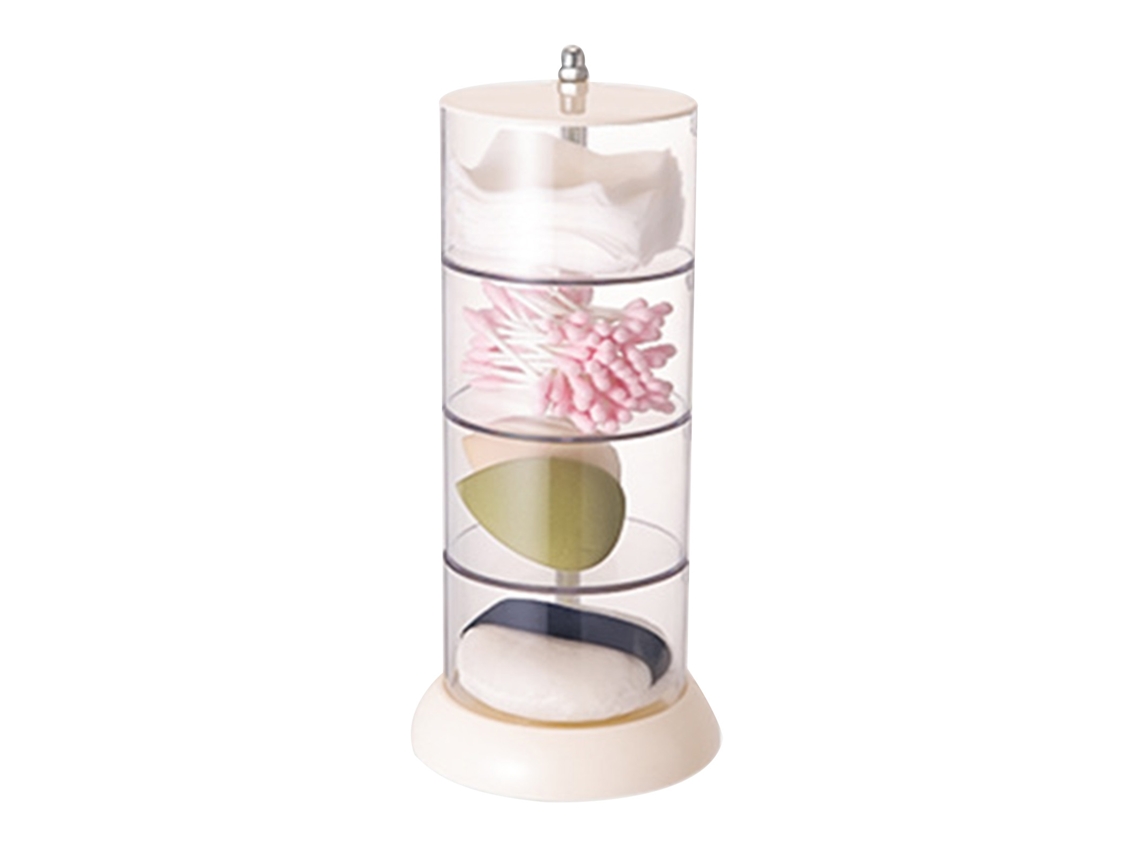 Organizador Multicamadas Giratório de Esponjas de Maquiagem e Brincos 4 Andares Branco Transparente S/MARCA