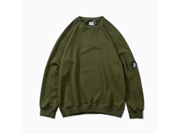 Moletom Masculino Casual Inverno Cor Solida com Bolsos de Zíper e Design de Lentes L Verde Militar