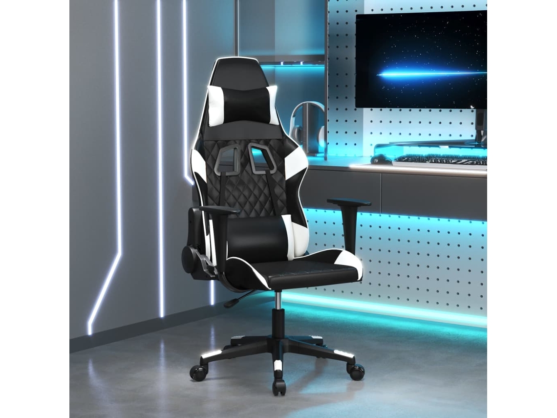 Vidaxl Cadeira Gaming Couro Artificial Preto E Branco