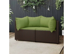 Sofás De Canto Para Jardim Com Almofadas 2pcs Vime Pe Marrom Dkd Home Decor
