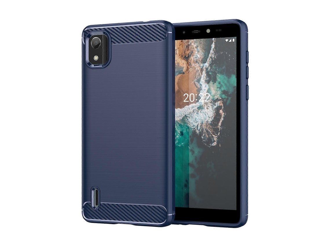 Capa De Celular De Fibra De Carbono Tpu Com Textura Escovada Para Nokia C2 2ª Edição