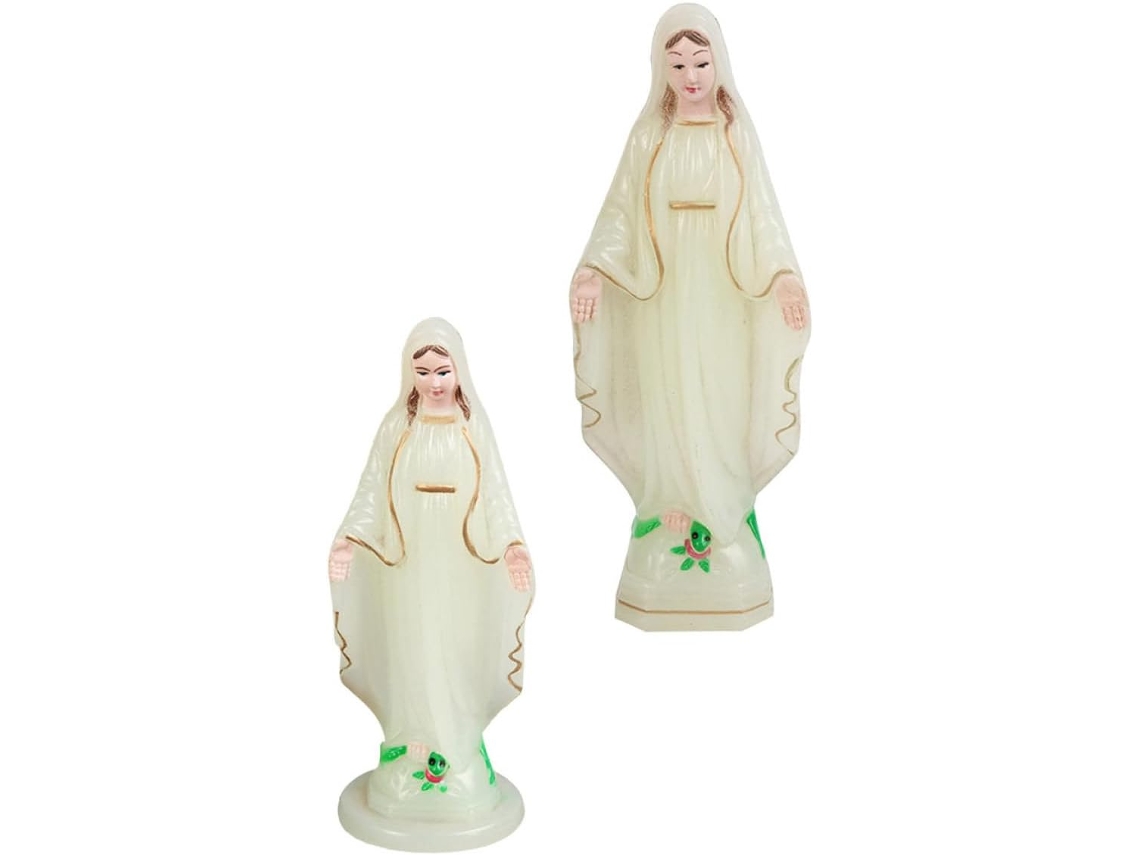 Conjunto 2 Estátuas Plástico Virgem Maria Decoração Elegante Delicada Escritório Igreja Ornamento Criativo GOKOCO