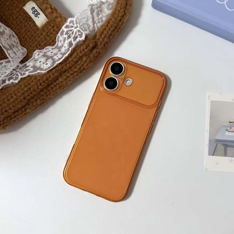 Capa Ultrafina, Semitransparente, Fosca E Resistente A Impactos Para Iphone 17 Pro Max (cor Laranja).