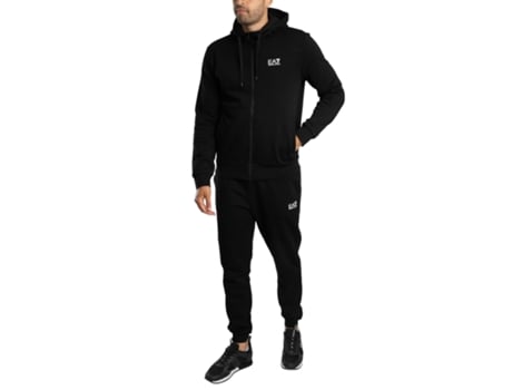 Fato De Treino De Homem Ea7 Agasalho Capuz Zíper Train Preto (s)