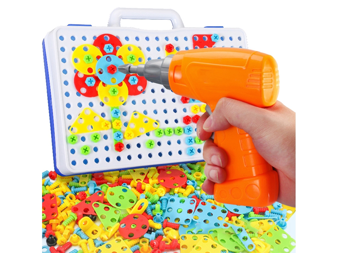 Ats brinquedos de Furadeira Elétrica para Crianças com Parafusos e Blocos Brinquedos Educatsivos de Construção Presente para Crianças