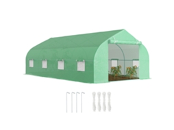 Túnel de cultivo com 8 janelas laterais e porta enrolar em PE e aço 6x3x2m verde S/MARCA