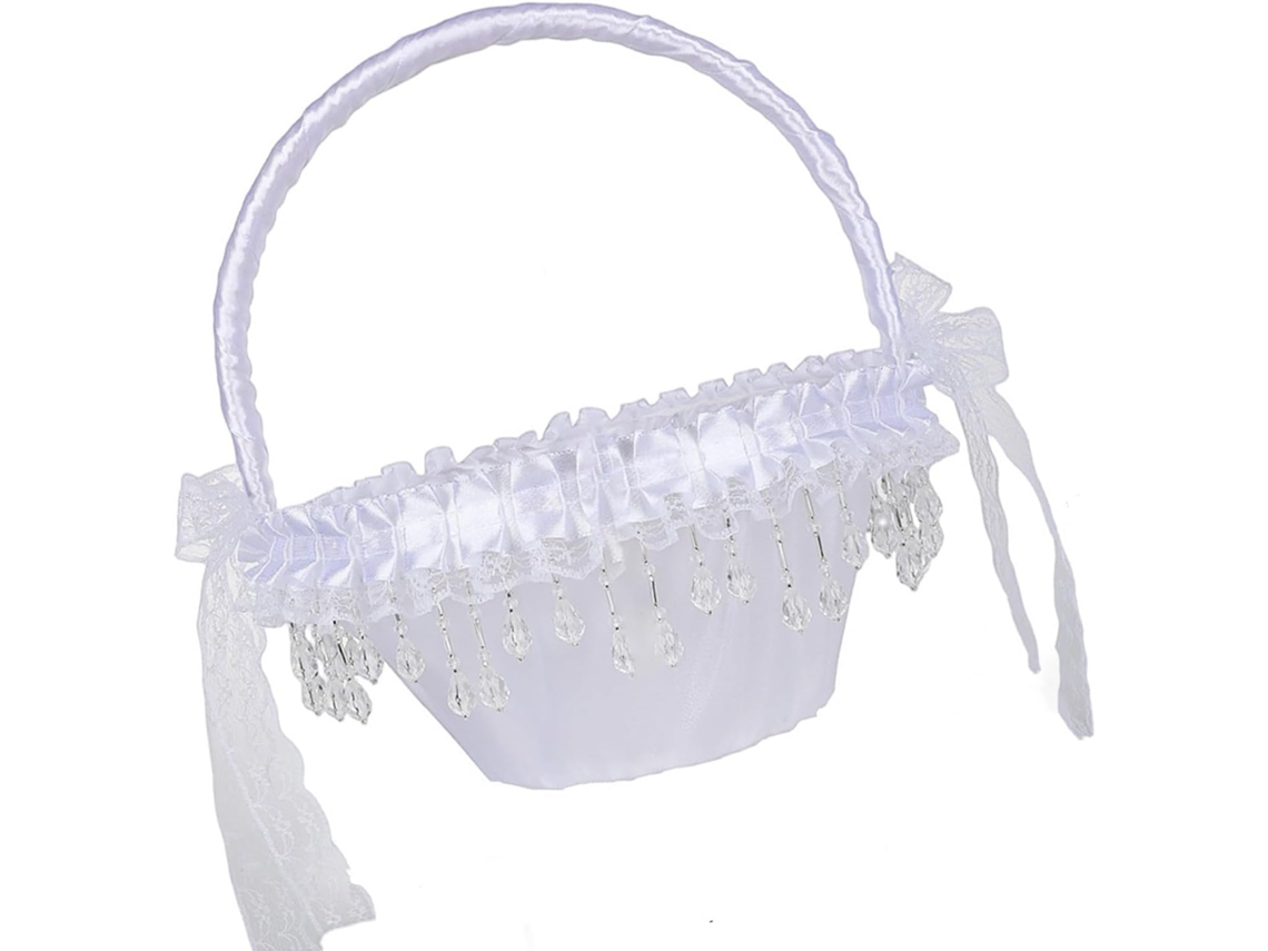 Cesta Floral em Renda Branca, SFUSHOS