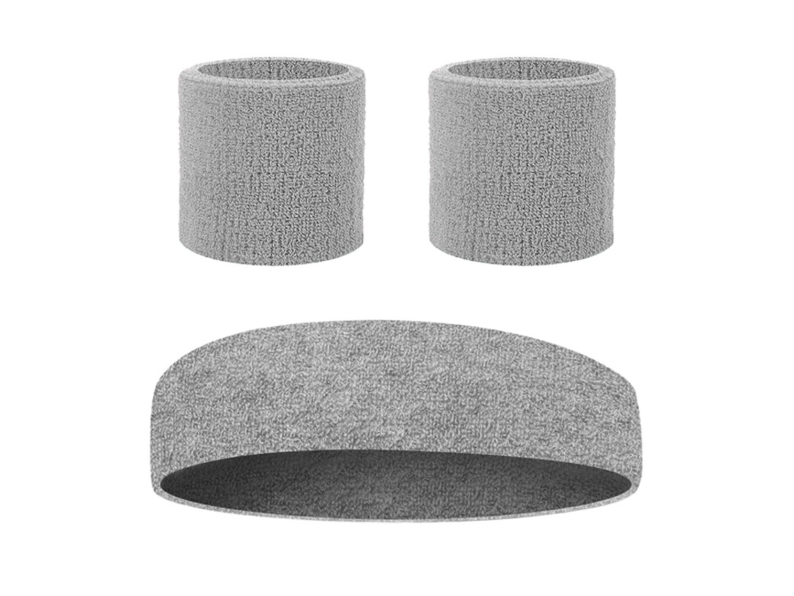 Conjunto De Três Peças Yuysan: Faixa De Cabeça E Munhequeiras Absorventes De Suor, Cor Cinza, Ideal Para Ioga, Ginásio E Corrida